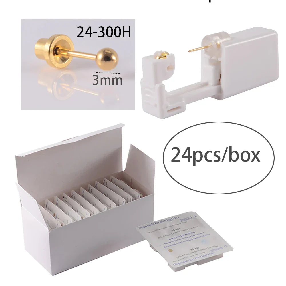 24pcs/Box NO PAIN Piercer Tool Machine Kit Stud