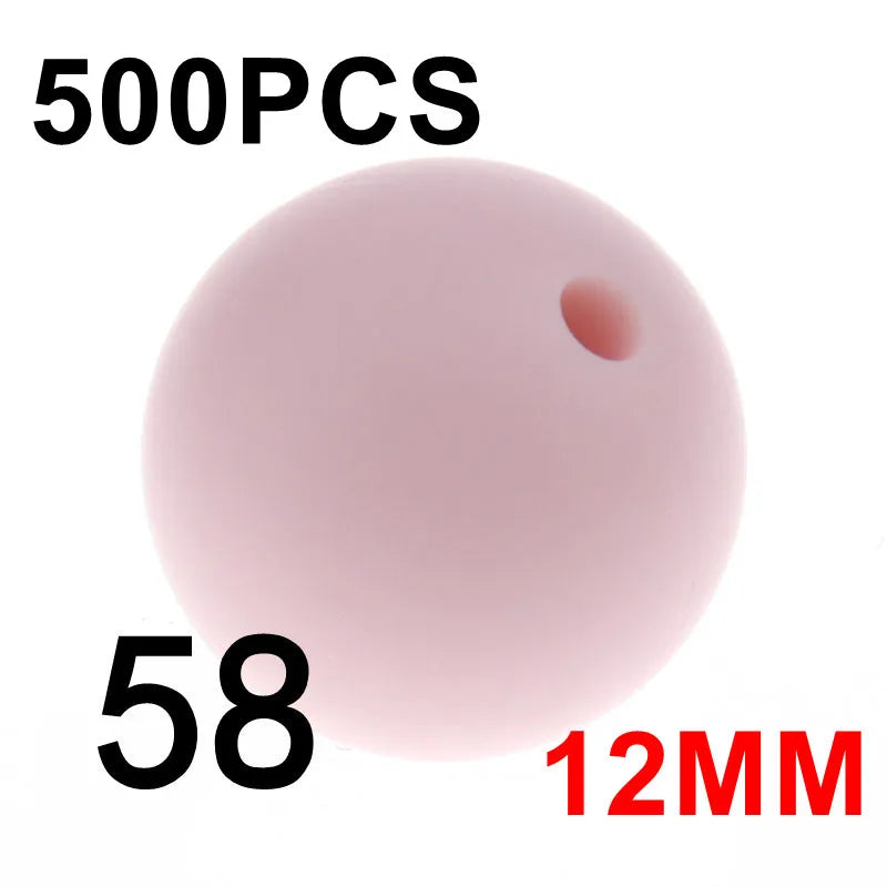 Fkisbox 500pcs 12mm Silicone Round Loose Beads Baby