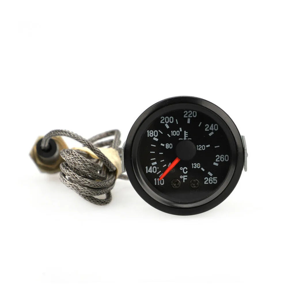 Pointer Mechanical Water Temp Car Gauge 2"52mm 40~130 Celsius Centigrade /130~265 Fahrenheit Temperature Instrument