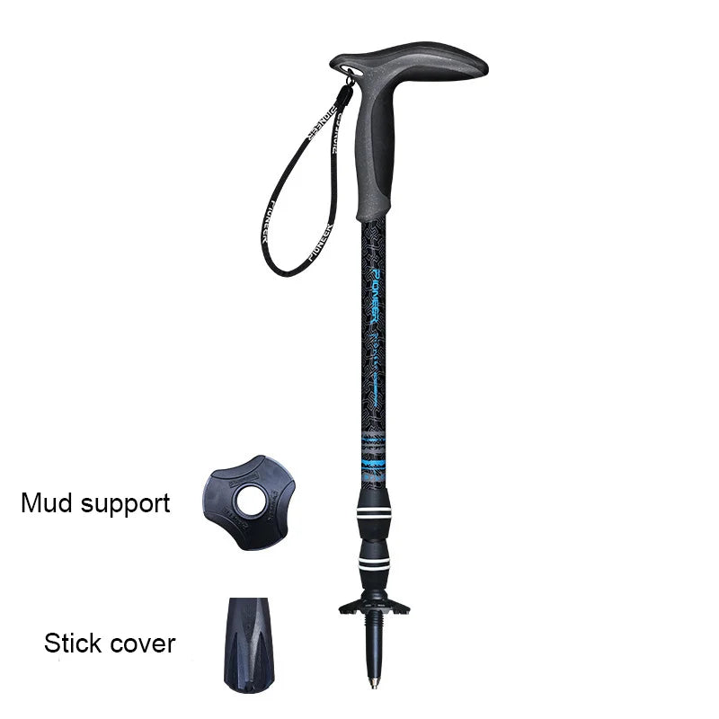 Walking Stick Carbon Fibers T-handle Adjustable 49-100cm 3