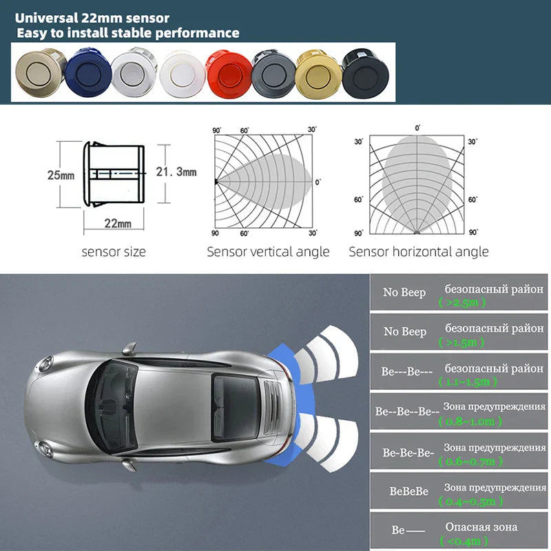 Parking Sensor Kit Car Parktronic LCD Display Backlight