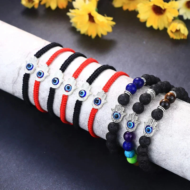 6/9 Pcs Evil Eye String Bracelets Hamsa Hand