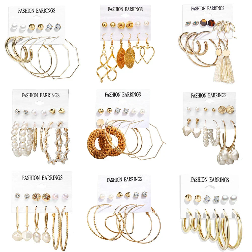 LATS Women's Earrings Set Tassel Pearl Earrings for