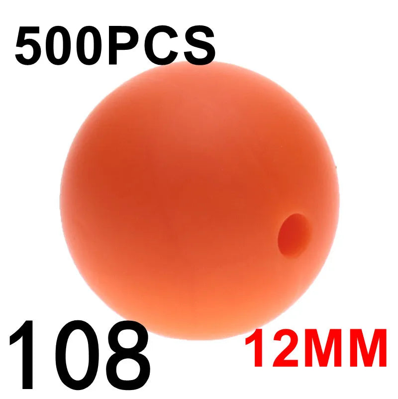 Fkisbox 500pcs 12mm Silicone Round Loose Beads Baby