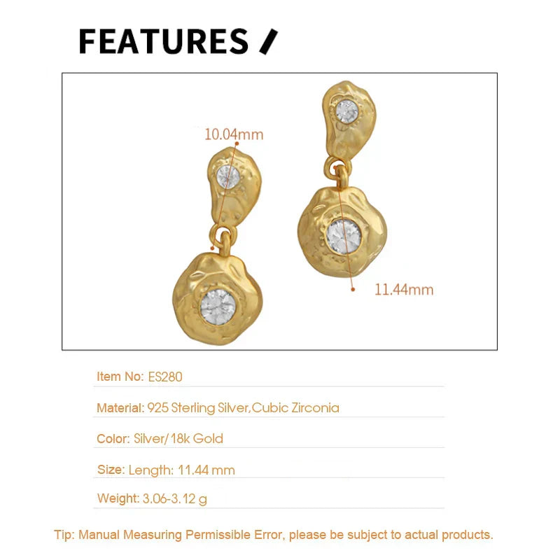 F.I.N.S Genuine 925 Sterling Silver Geometric Irregular Uneven