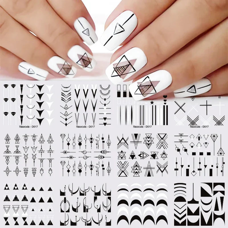 12 Designs Nail Stickers Set Mixed Floral Geometric