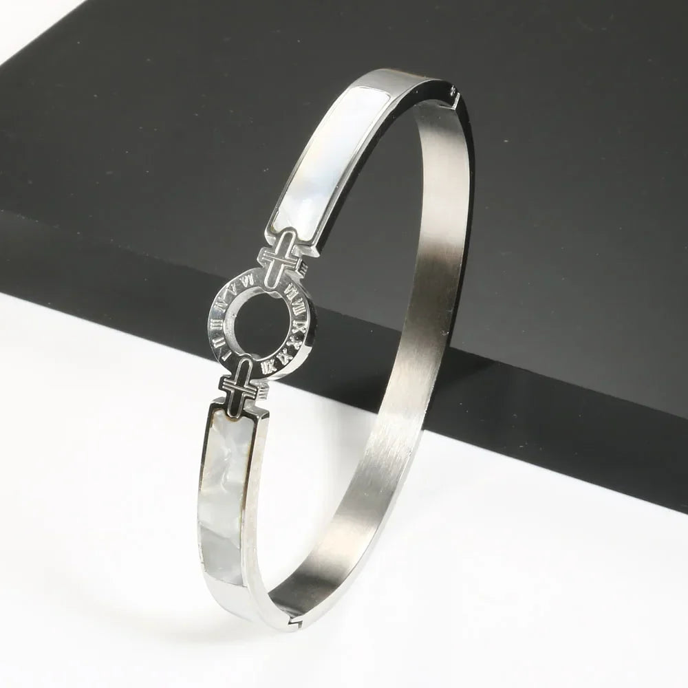 New Fashion White Shell Roman Numeral Bangles