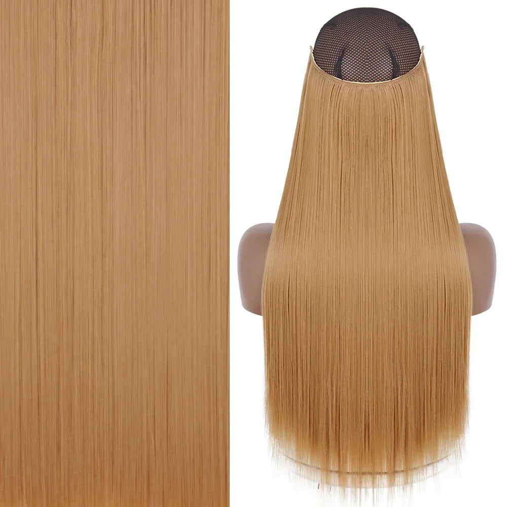 MERISIHAIR Synthetic No Clip Invisible Wire Hair Extensions
