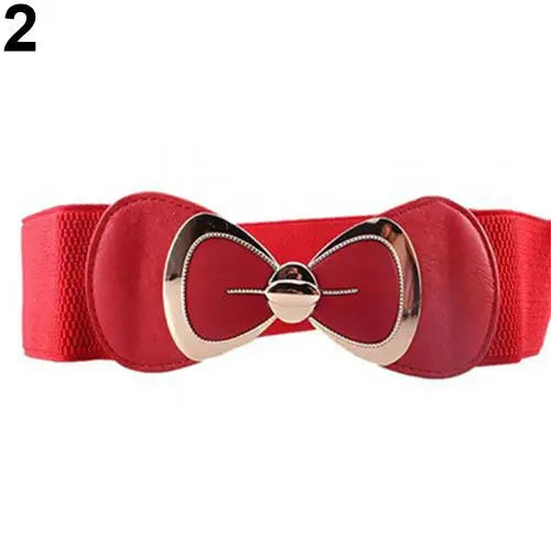 HOT SALES!!!New Arrival Women Bowknot Buckle Metallic Faux Leather Waistband Elastic Croset Waist Belt Wholesale Dropshipping