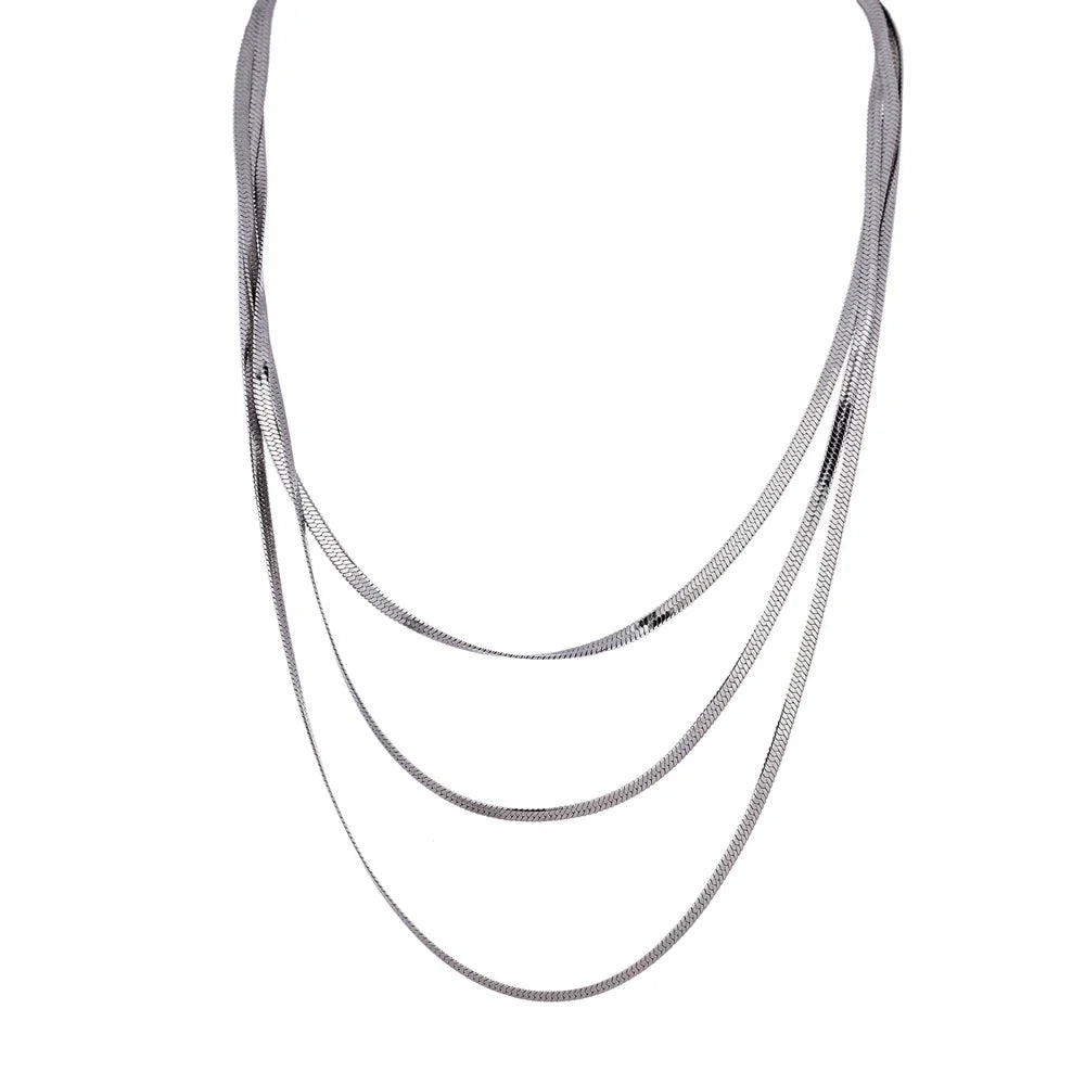 Yhpup Stainless Steel Snake Chain Stacked Necklaces Jewelry