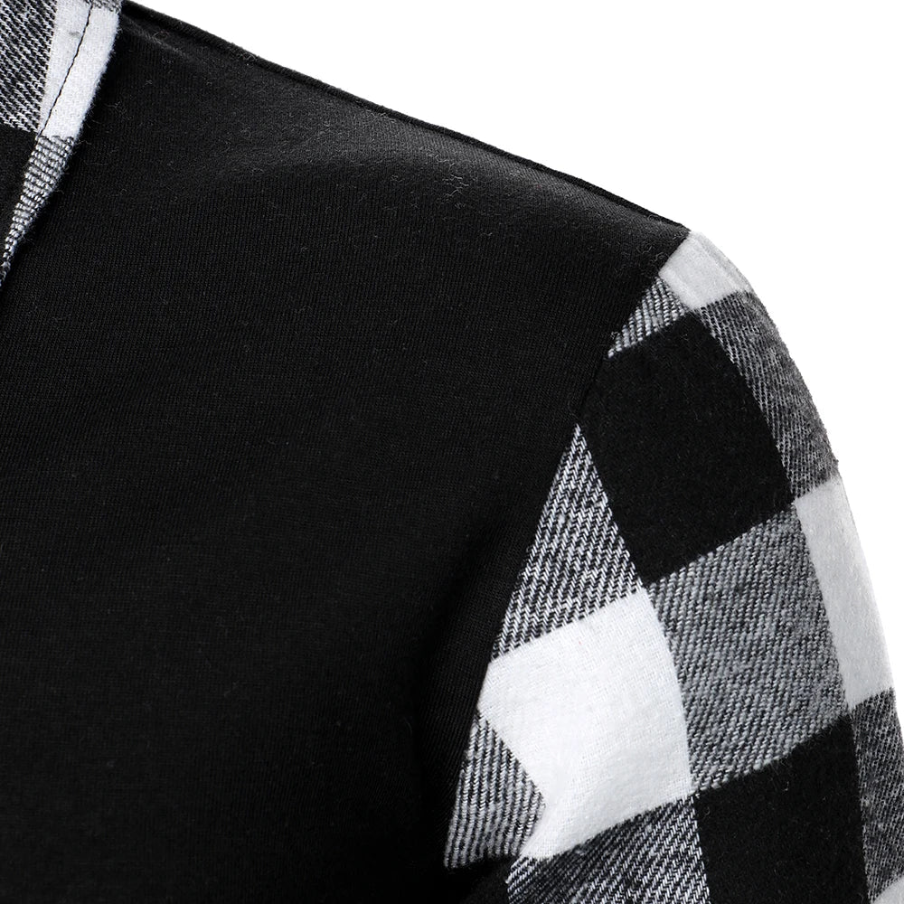 Men Polo Shirt Men Long Sleeve Top Plaid
