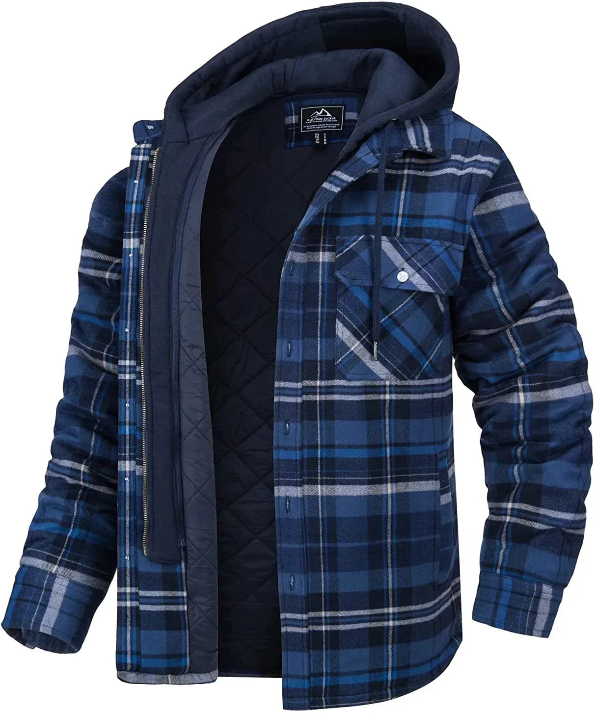 TACVASEN Men's Flannel Shirt Jacket with Removable Hood