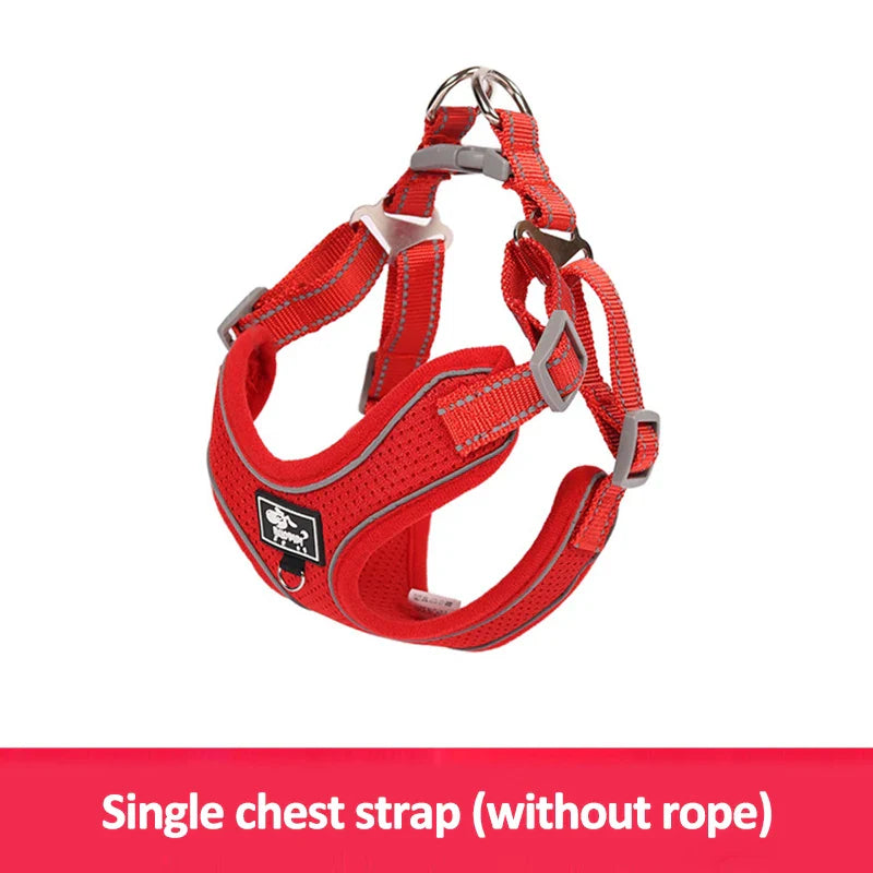 Reflective Vest Harness Leash Adjustable Mesh Vest Dog