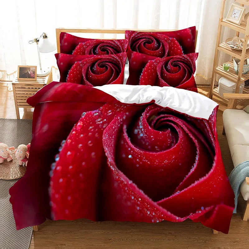 Red Rose Bedding Set Quilt Duvet Cover Comforter