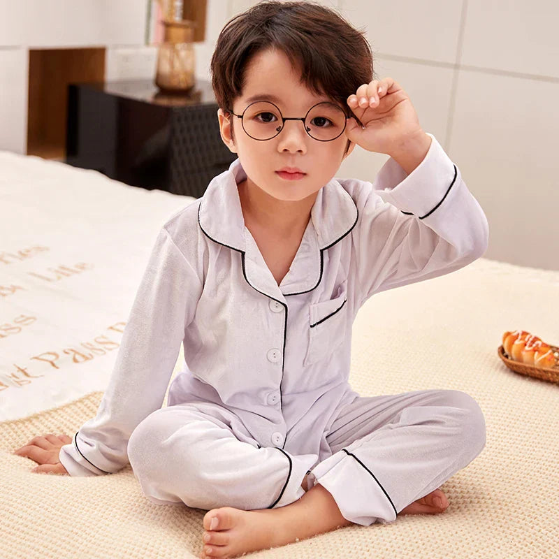 Autumn Winter Children Velour Pajamas Set Teen Warm