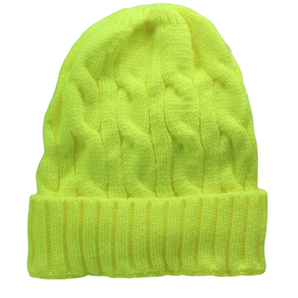 Bright Color Knitted Winter Hats Women Fleece Lined