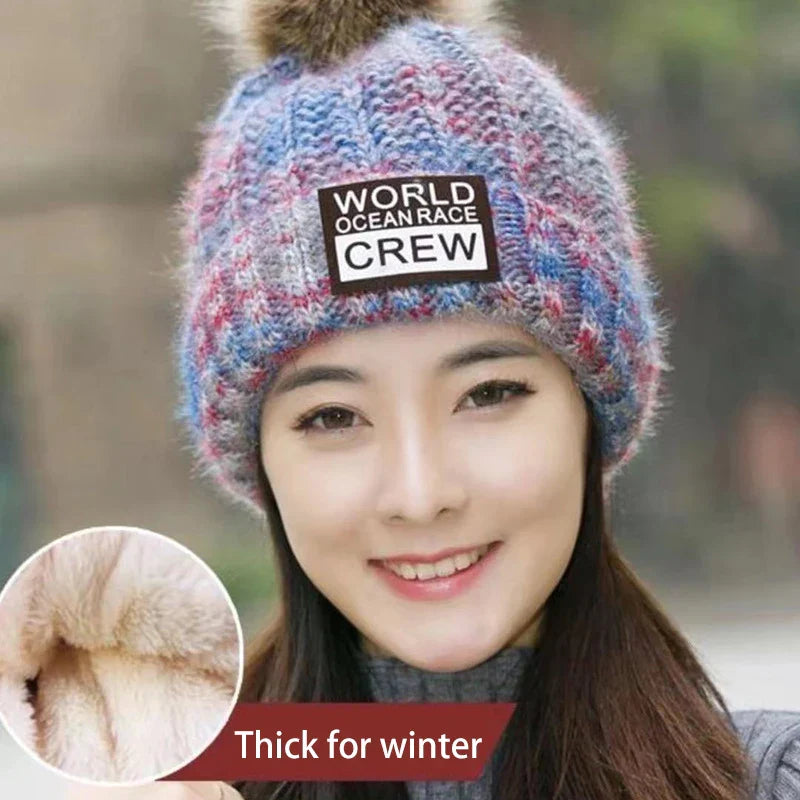 Winter Hats for Woman Thicker Beanies Knitted Cap