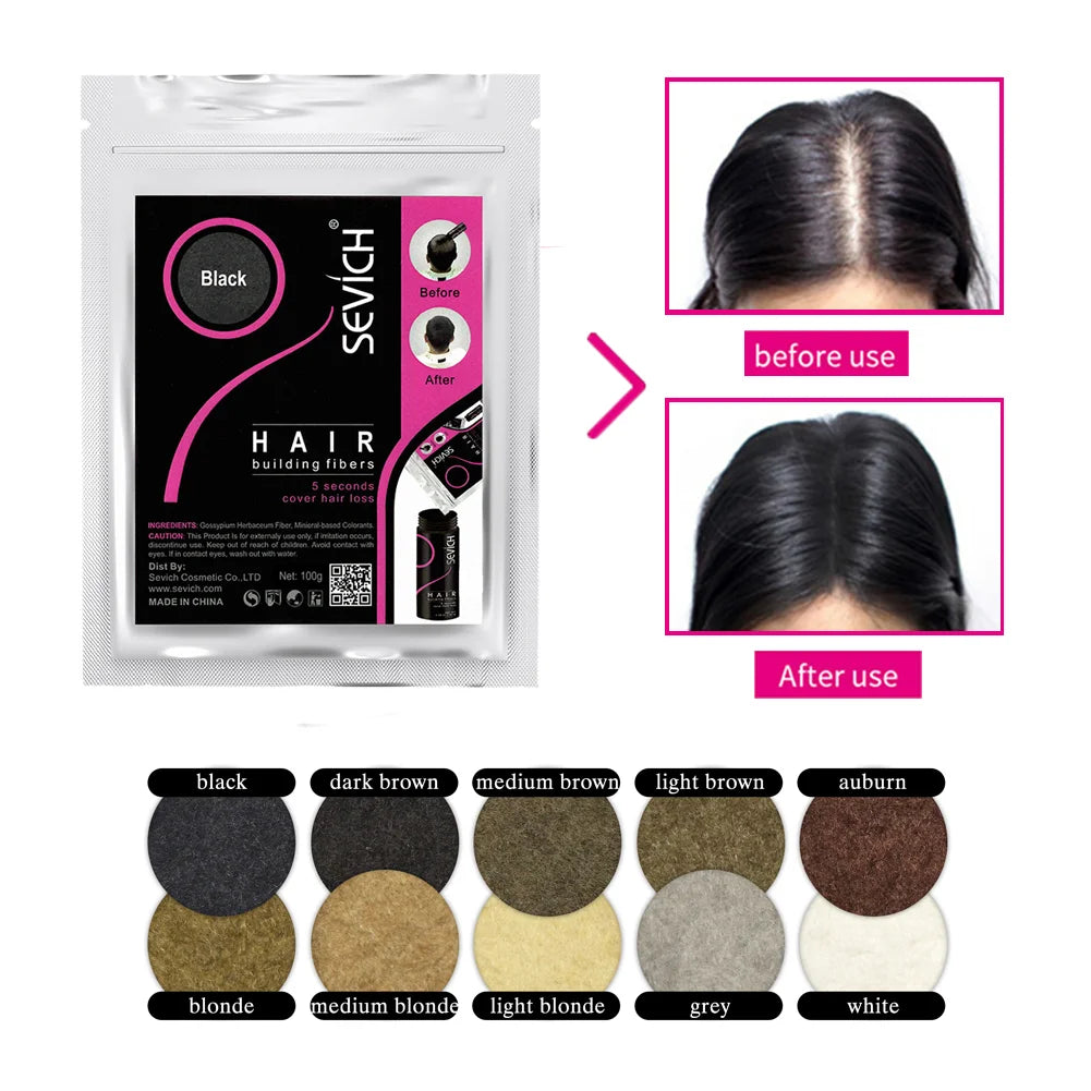 Sevich 100g Hair Fibers Refill Bag 10 Colors