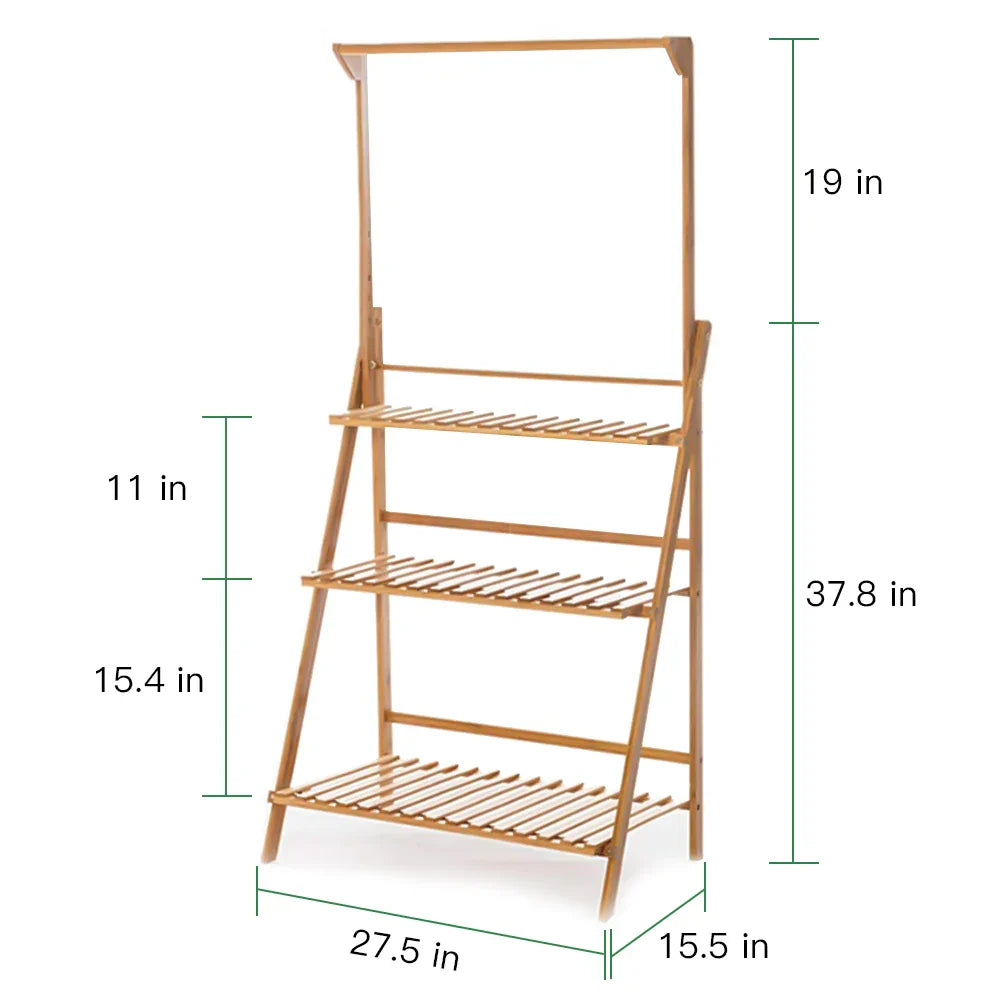 3-Tier Hanging Plant Stand Storage Shelf Folding Flower