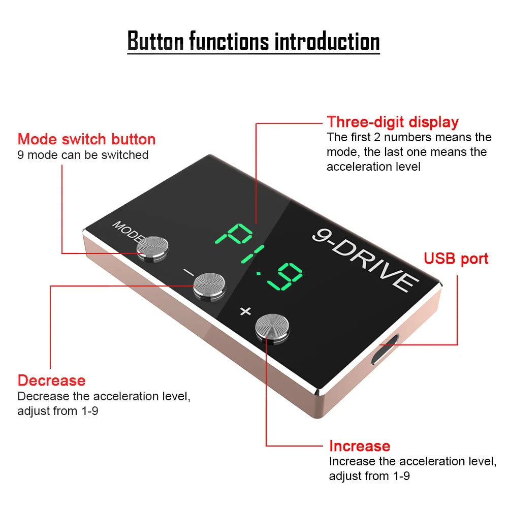 9 Drive 5 Modes Digital Car Throttle Response