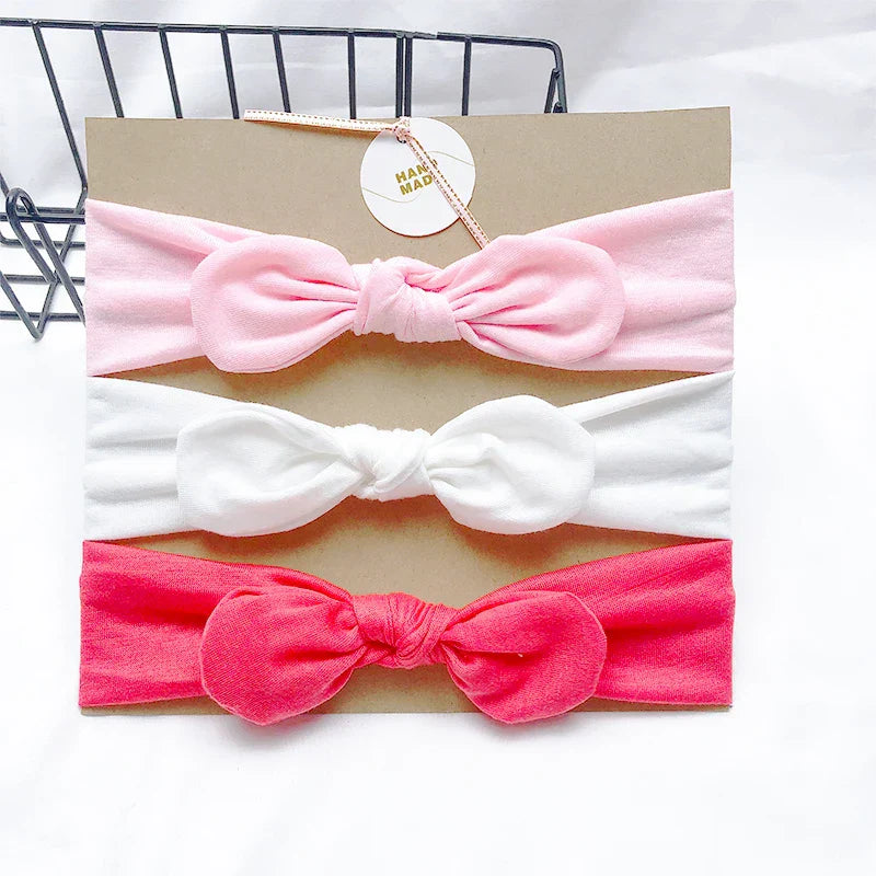 3pcs/lot Solid Nylon baby headband Bow Headbands For