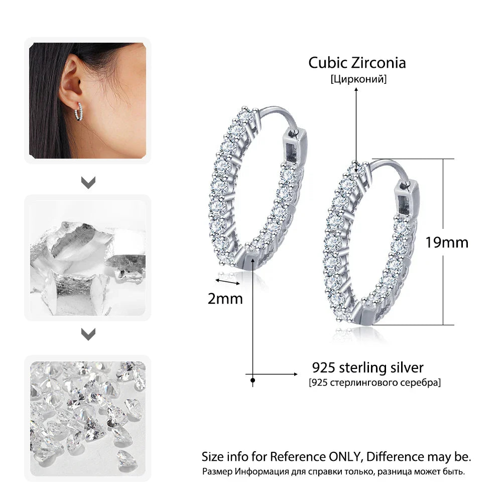 Trendy 925 Sterling Silver Hoop Earrings for Women
