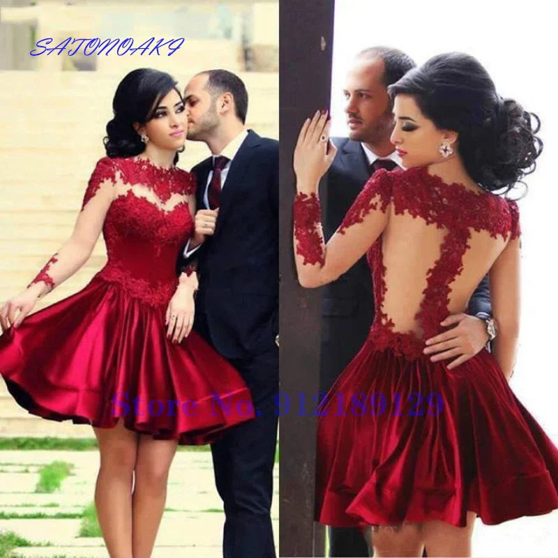 Burgundy 2024 Homecoming Dress ALine High Collar Long
