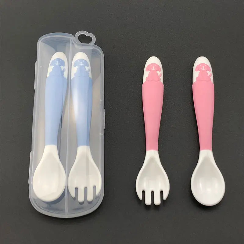 Baby Feeding Spoon+Fork Learn to eat Training Complementary