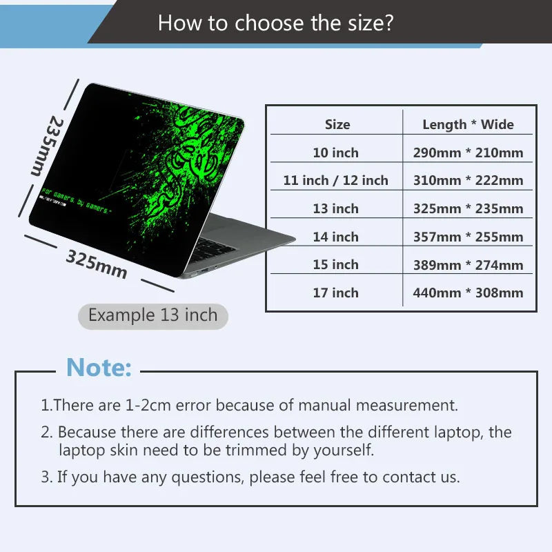 DIY Laptop Sticker Laptop Skin 12/13/14/15/17 inch for