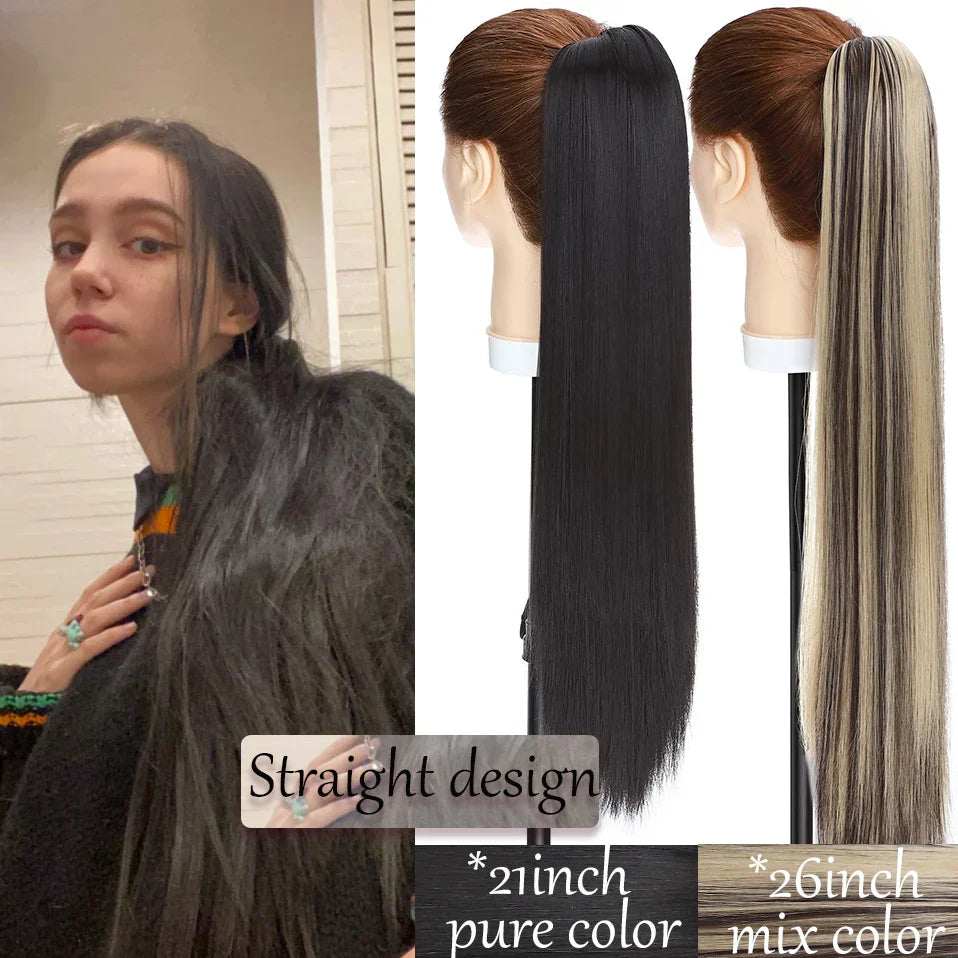 S-noilite Synthetic Long Wavy Fake Ponytail Extension Hair