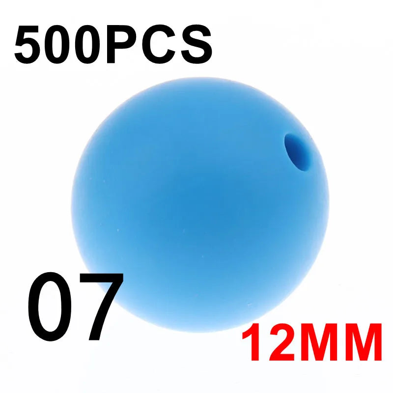 Fkisbox 500pcs 12mm Silicone Round Loose Beads Baby