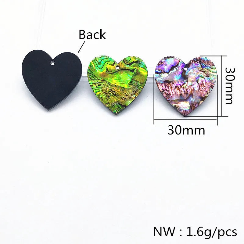 30x30mm 30pcs Acrylic with Shell Heart
