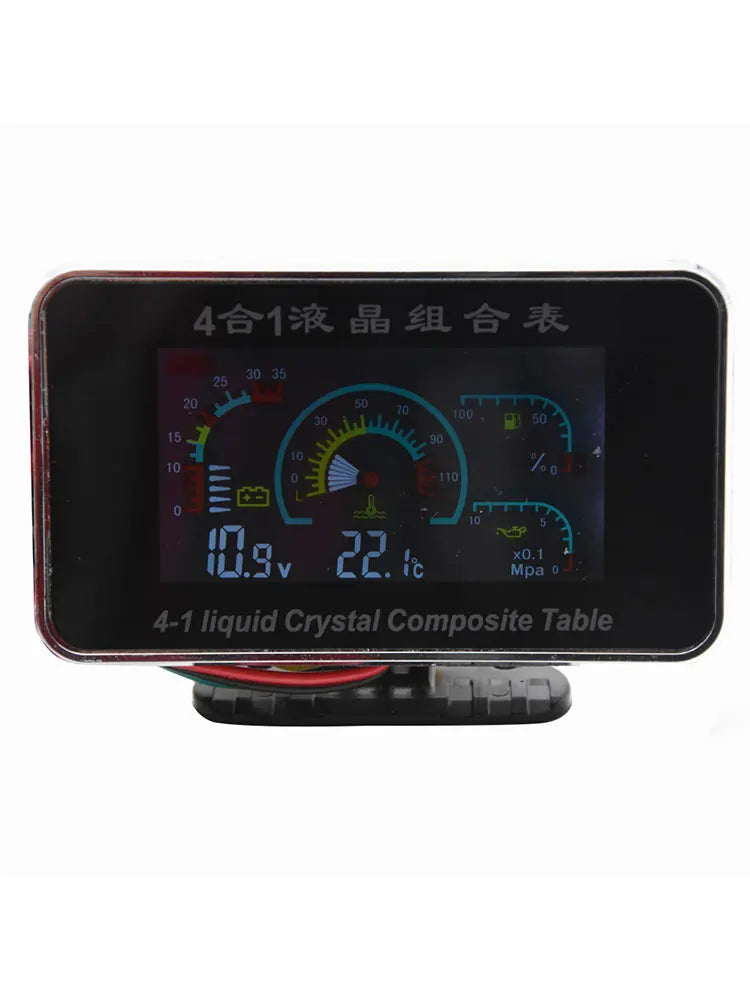 4-in-1 LCD Car Digital Gauge: Voltmeter, Oil Pressure, Fuel, Water Temp