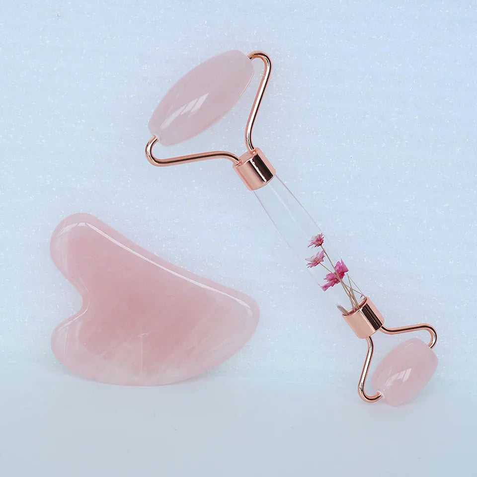 Natural Green Jade Roller Gua Sha Set Facial