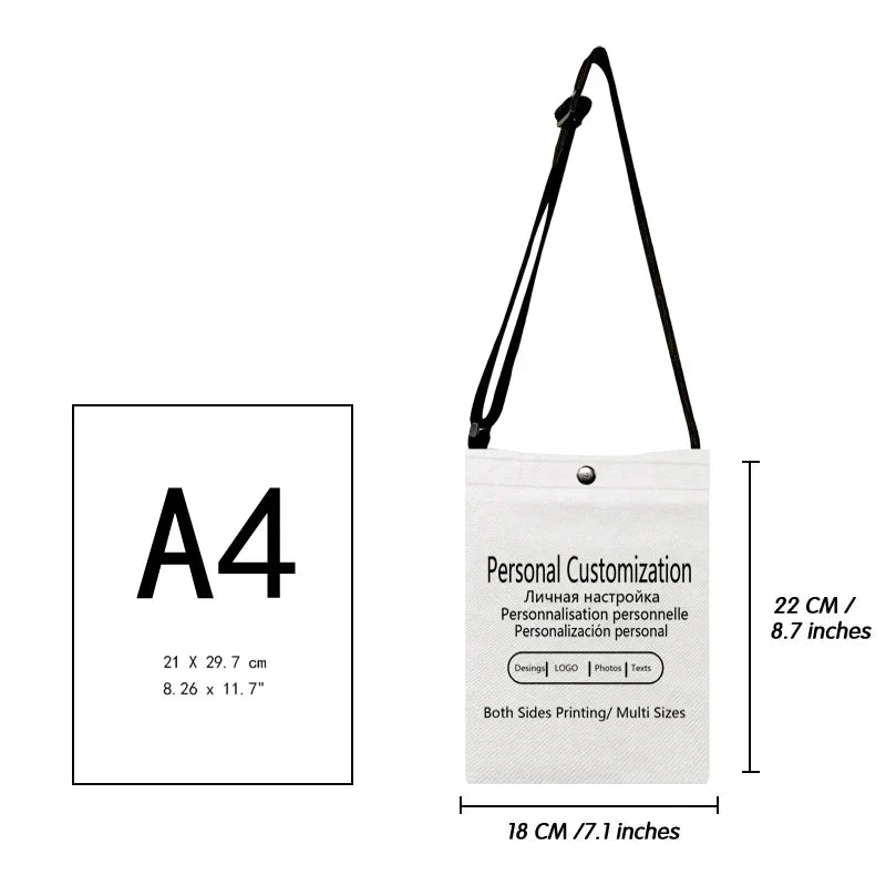 DIY Logo Custom Crossbody Canvas Bag Casual Leisure