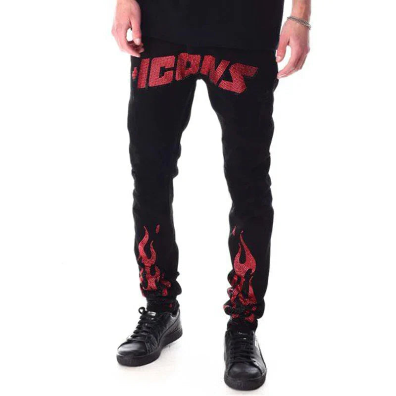 New Man Stretchy Jeans Black Skinny Hot Drill