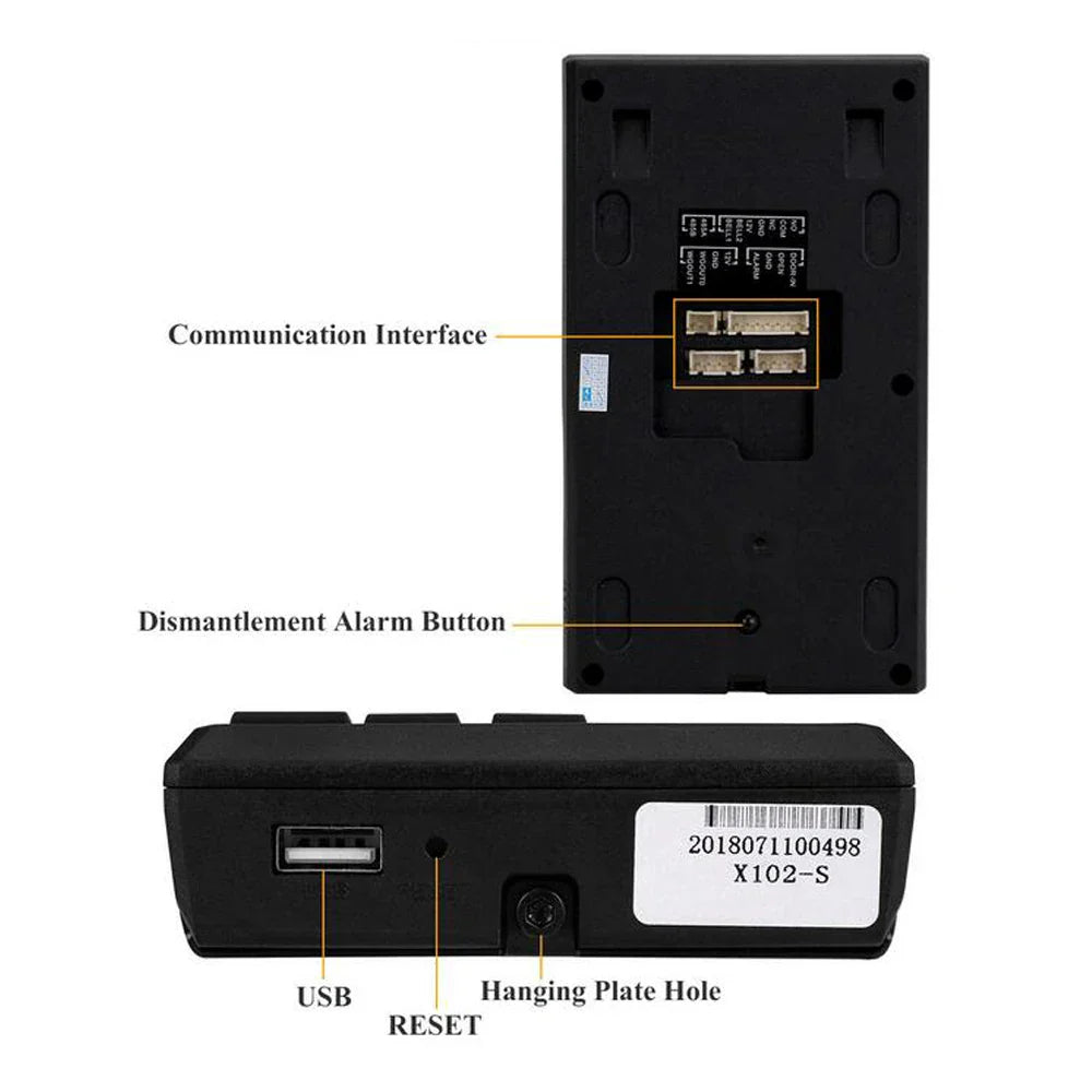 2.8 inch TFT Biometric Face Door USB Password
