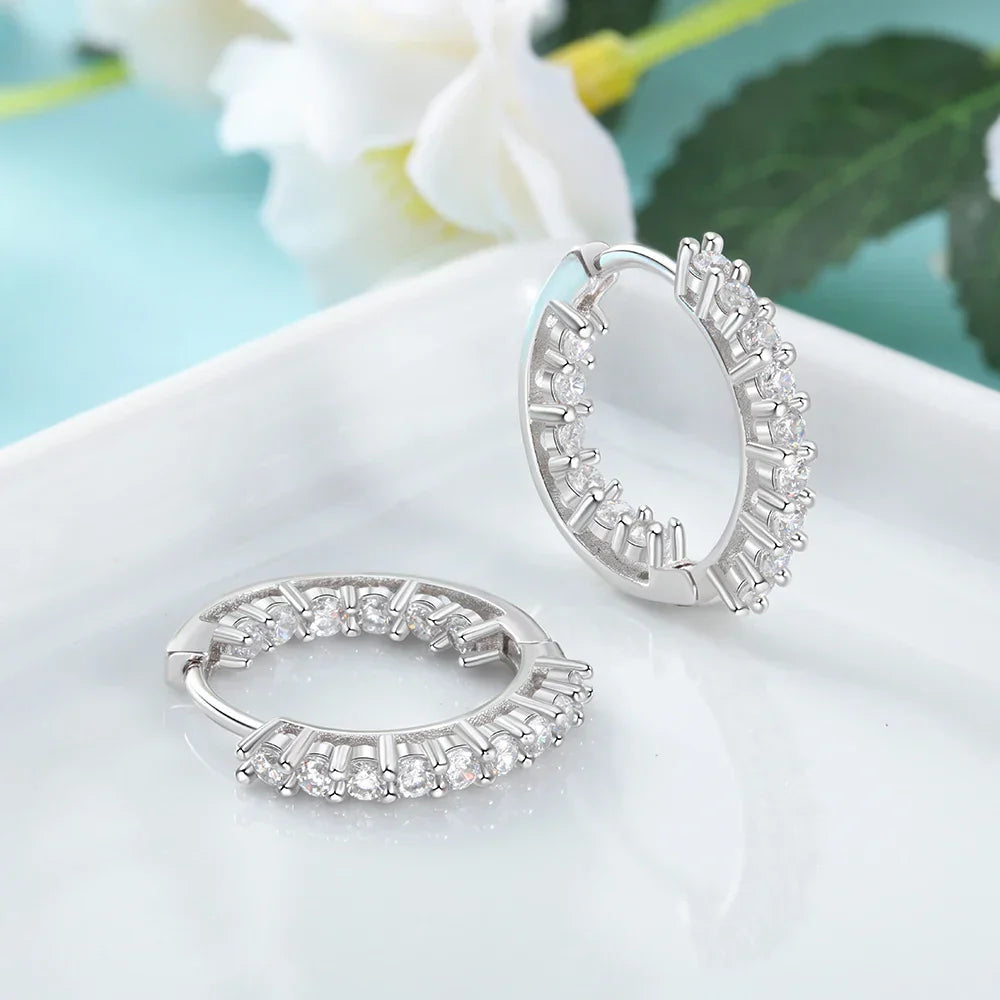 Trendy 925 Sterling Silver Hoop Earrings for Women