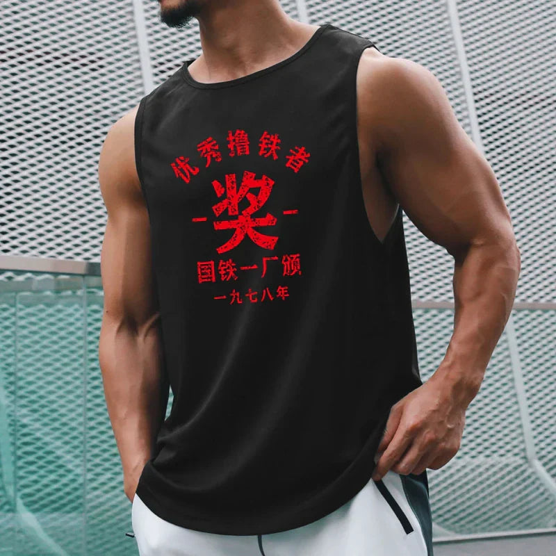 Mens Workout Bodybuilding Mesh Casual Tank Top Fitness