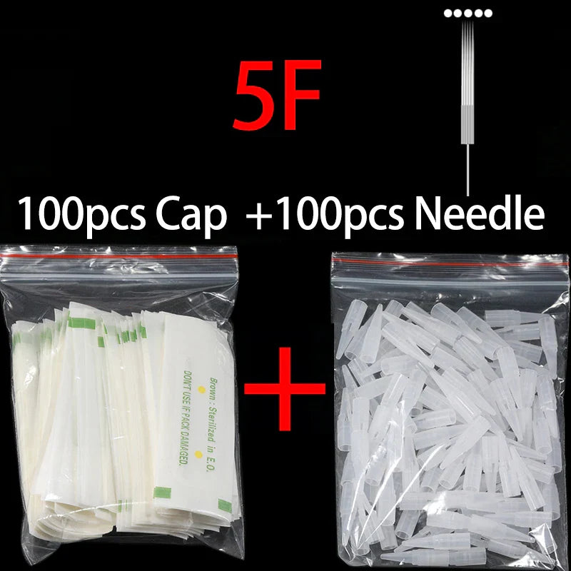 100pcs PMU Microblading Needle + Cup Tips Disposable