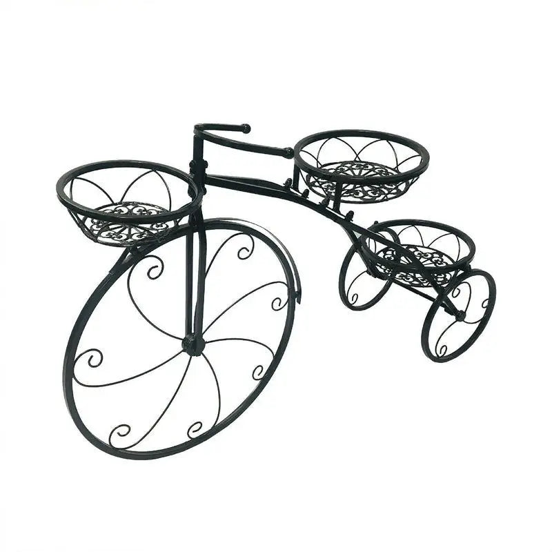 Outdoor Indoor Flower Pot Black/White Bicycle Plant Stand