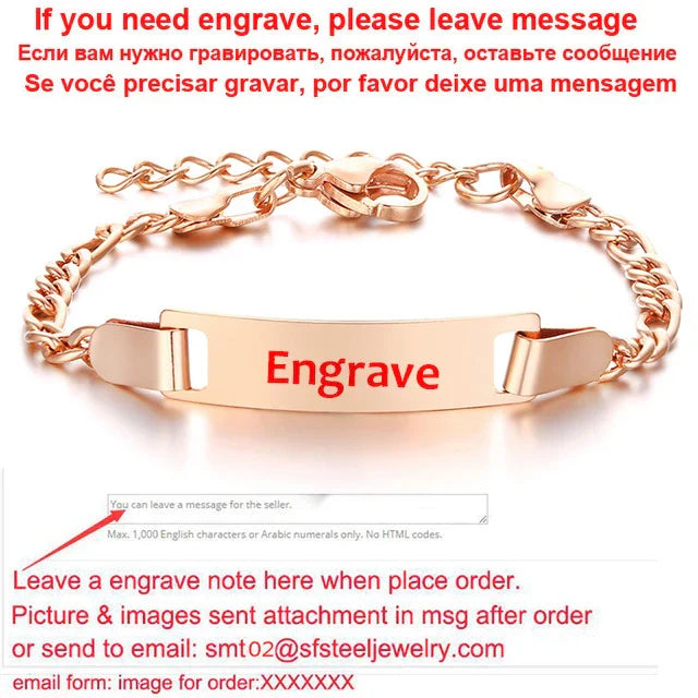 Personalize Baby Name Bracelet Figaro Chain Smooth Bangle