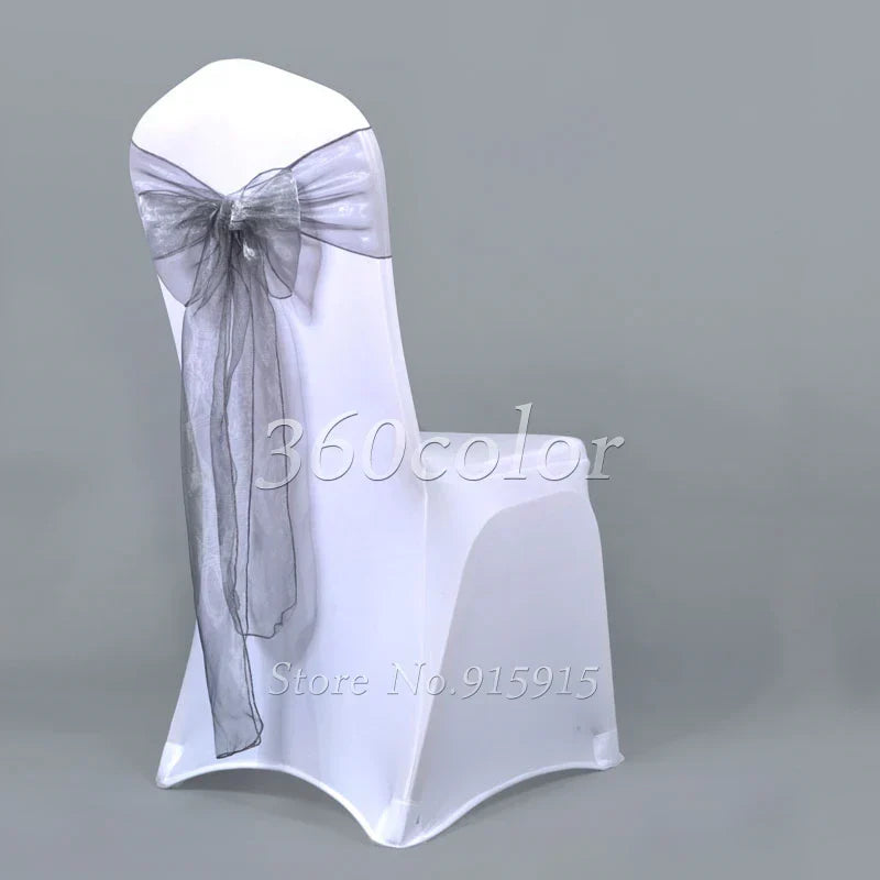 25pcs Sheer Organza Chair Sashes Bow Cover Band