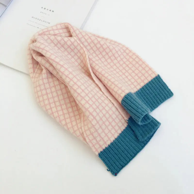 Korean Style New Winter Kid Knitted Wool Plaid