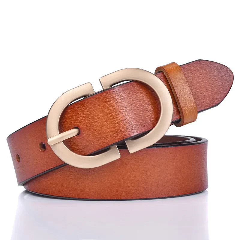 VATLTY Official Authentic Woman Leather Belt Golden Alloy