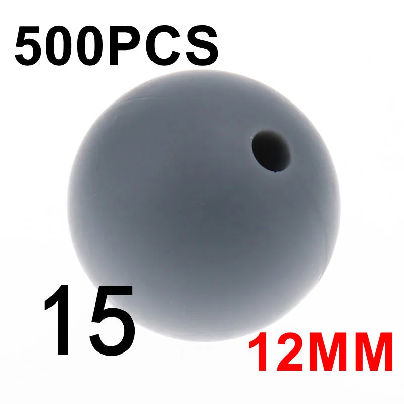 Fkisbox 500pcs 12mm Silicone Round Loose Beads Baby