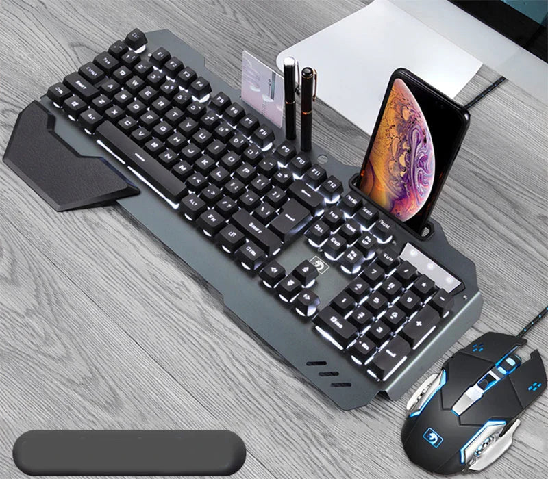 Mechanical Rainbow Backlit Gaming Keyboard and Optical Mice