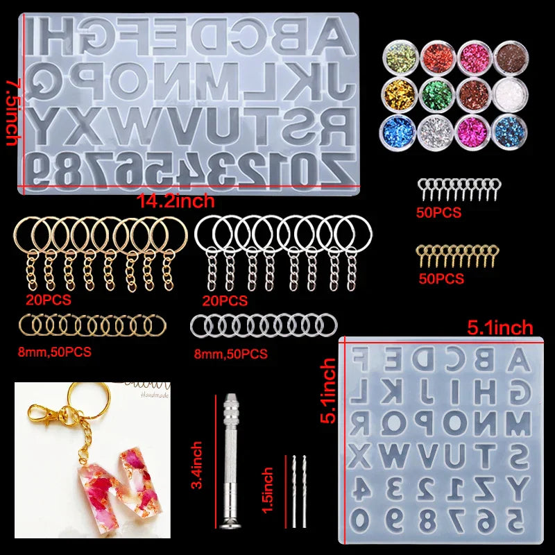 Alphabet Resin Molds Kit Backward Letter Number Silicone