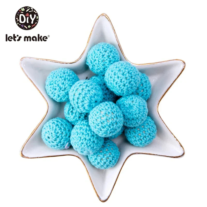 Let's Make 100Pcs Crochet Beaded Wood Teether 16mm