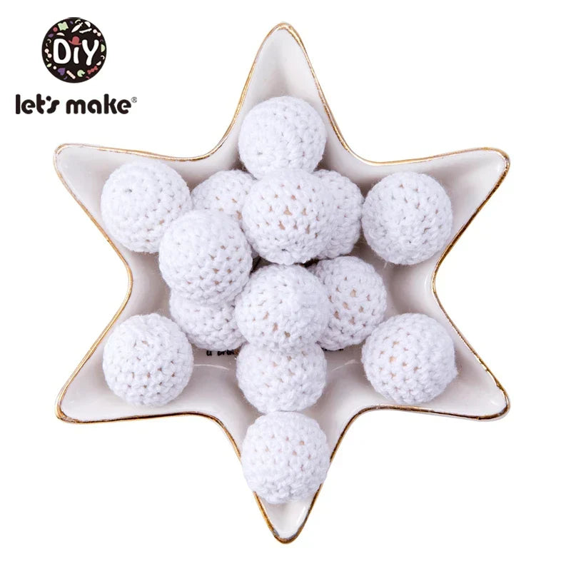 Let's Make 100Pcs Crochet Beaded Wood Teether 16mm